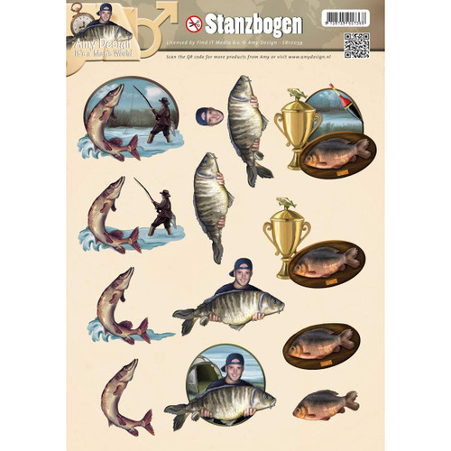 Find It Trading SB10039 Amy Design Punchout Sheet, It's a Man's World Fishing, Multicolor