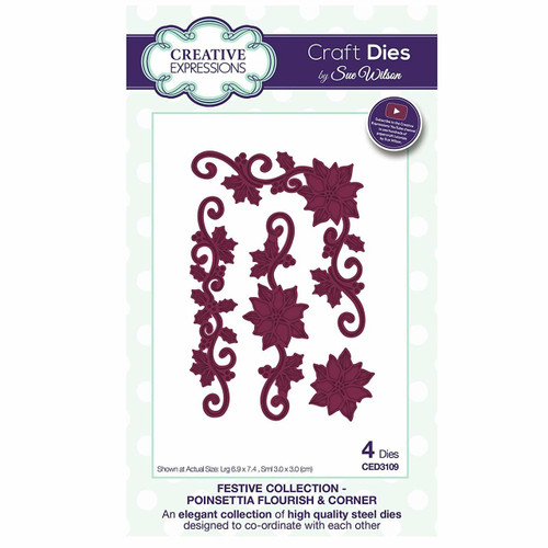 Sue Wilson Festive Collection - Poinsettia Flourish & Corner