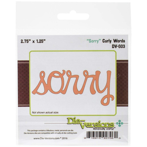 Die-Versions Curly Words Die-Sorry 2.75'X1.25'