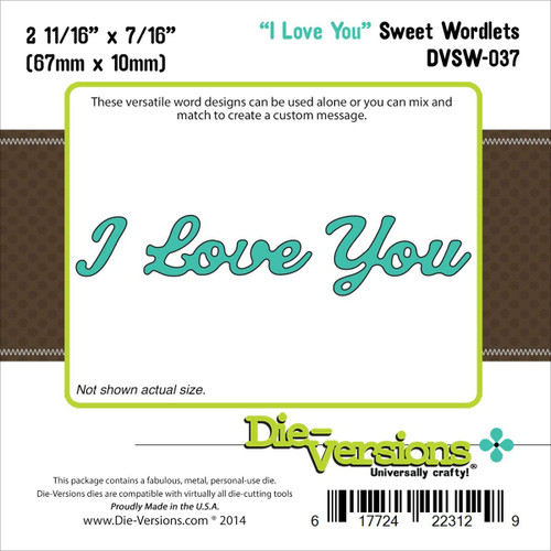 Die-Versions Sweet Wordlets Die Cuts, 2.687 by 0.437-Inch, I Love You