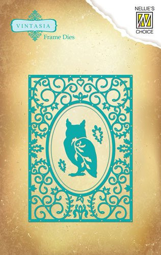 Nellie's Choice Vintasia Dies Rectangle with Owl Cutting Die Set VIND027