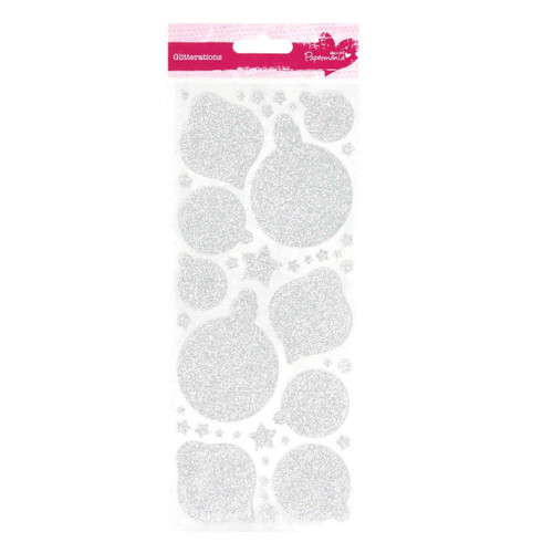 DoCrafts Glitterations Filigree Baubles Silver Peel-Style stickers