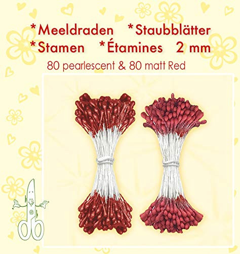Leanne Creatief Red Pearl Stamen. 80 Pearl and 80 matt Stamens