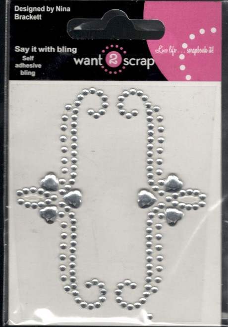 Want 2 Scrap Say it With Bling Diamond Rhinestone Self-Adhesive Bracket By Nina - Heartfelt