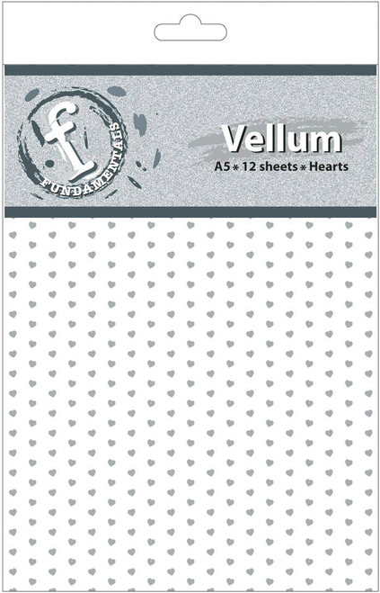 Ruby Rock-It Fundamentals A5 Vellum Sheets, 8.3 by 5.8-Inch, Hearts, 12-Pack