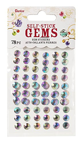 Darice Stick On Rhinestones - Round - Crystal AB - 7Mm - 78Piece