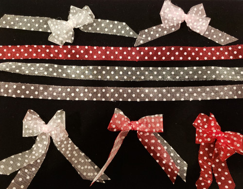 12 yd Organza Polka Dot Ribbon 5/8"  -- 3 color pack
