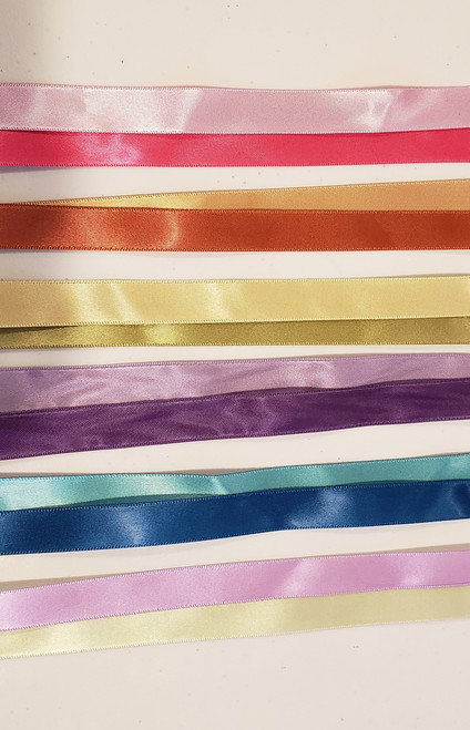 6 Colors Reversible Satin Ribbon 5/8" 1 YD/each color