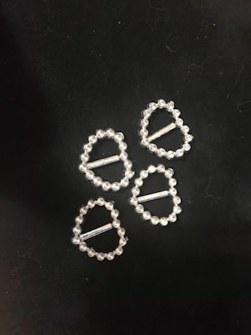 Ribbon Slider Charm Heart Acrylic 25pc Silver C2041