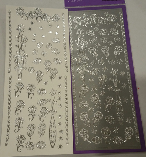 Sticker King  Silver Daisy Vases Outline Peel Sticker Accents and Borders