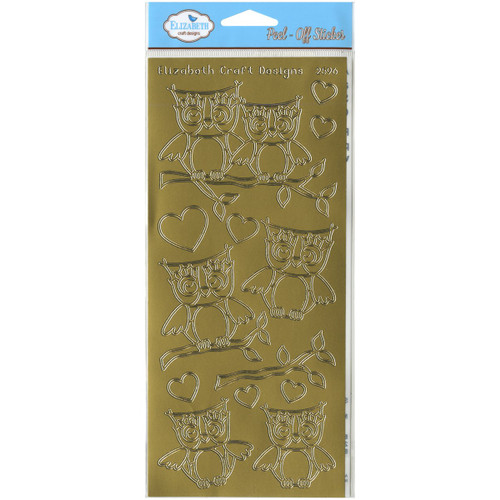 Elizabeth Craft Designs Lots of Owls Peel-Off Stickers, Gold