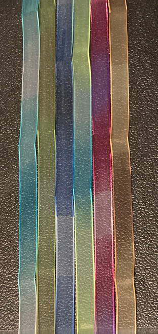 6 Cool Colors Sheer Ombre With Edges Ribbon 3/4" 1 YD