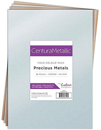 Crafter's Companion Centura Pearl Metallic 36 Sheet Card Pack, Precious Metals
