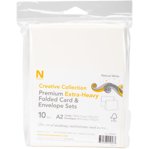 Neenah A2 Heavy Weight Cards/Evelopes 10/Pkg-Natural White