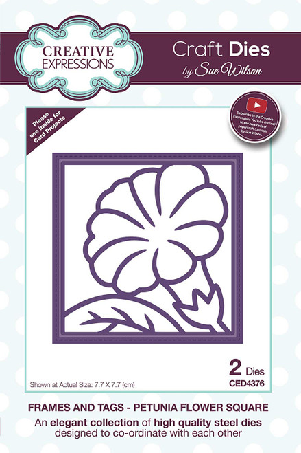 Sue Wilson Designs - Frames and Tags Collection - Petunia Flower Square (CED4376)