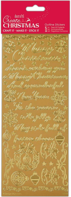 Papermania Outline Stickers-Traditional Christmas Vereses -Gold