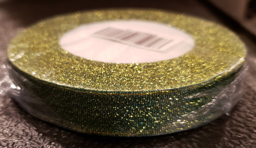 25 yd Metallic Glitter Ribbon 5/8" Green 25-yards RN0043-19
