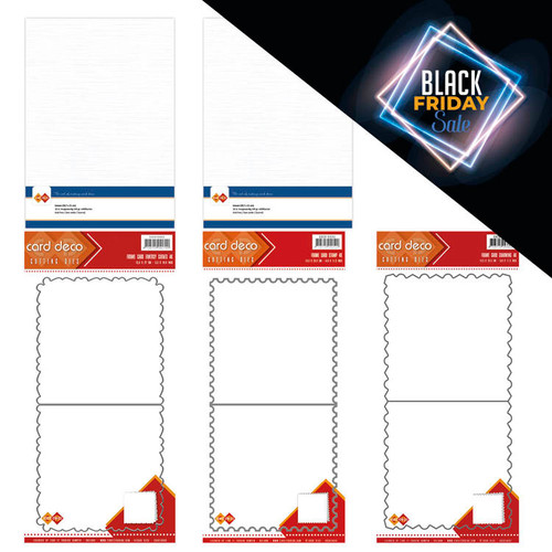 CARD SHAPES DIE BUNDLE - 3 CARD DECO CARD SHAPES DIES AND A PACK OF LINEN CARDSTOCK