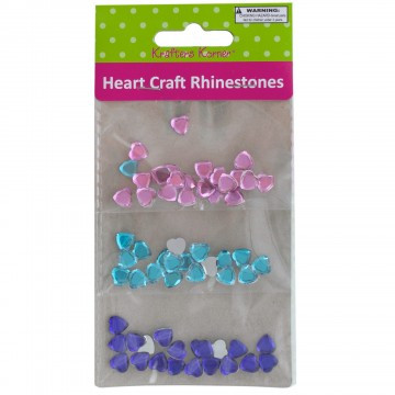 Krafter's Korner Heart Rhinestones - Appx 10mm Pink Blue Purple