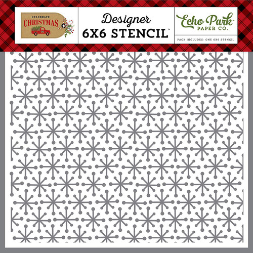 Echo Park Paper Company CCH159033 Christmas Burst Stencil, red, Green, tan, Burlap, Black