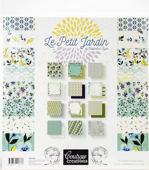 Couture Creations Double-Sided Paper Pad 12'X12' 24/Pkg-Le Petit Jardin, 12 Designs/2