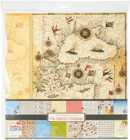 Scrapberry's The Pirate's Treasure Paper Pack 12'x12' 16/pkg-8 Double-sided