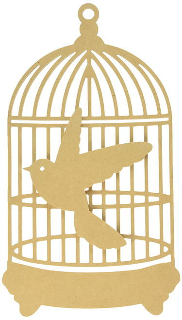 Kaisercraft Beyond The Page MDF Traditional Birdcage with Bird, 9-1/2-Inch by 16.25-Inch by .25-Inch Cage, 6-Inch by 5.75-Inch by .25 Bird
