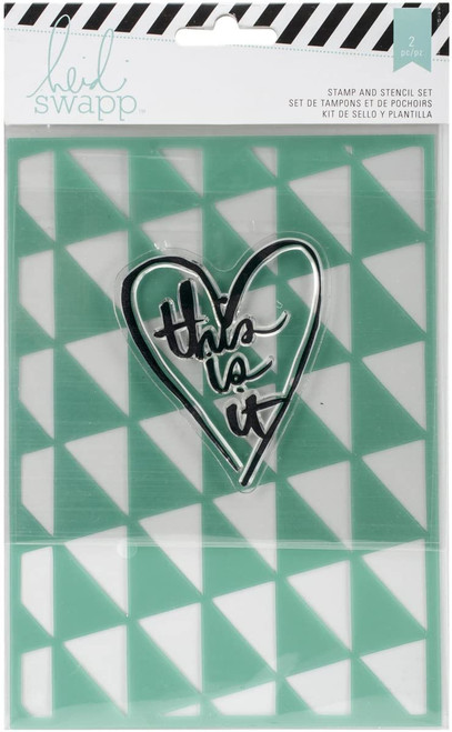 American Crafts Wanderlust Stamp & Stencil Set 5''X7''-This is It'