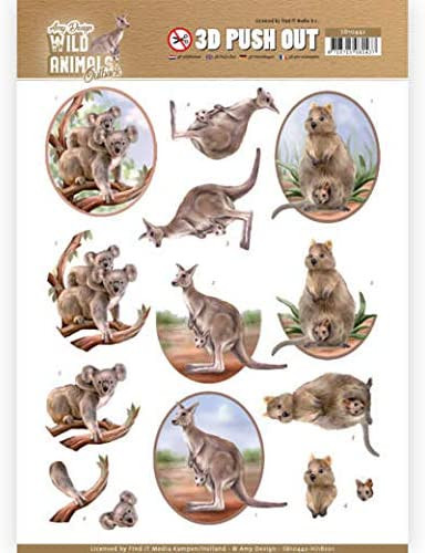 Find It Trading Amy Designs Wild Animals Outback 3D Push Out Sheet-Koala Kangaroo Wombat
