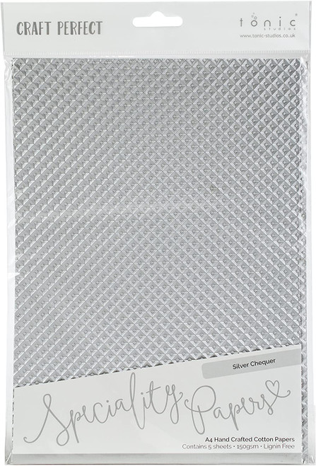 Craft Perfect A4 Handcrafted Cotton Papers Silver Chequer