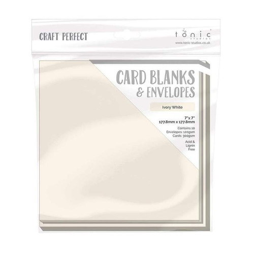 Craft Perfect Cards & Envelopes 7x7 IVORY White - 300gsm 9303e