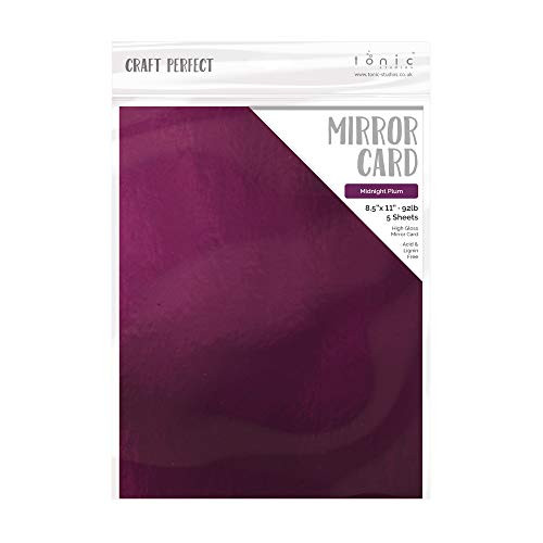 Craft Perfect Mirror Cardstock 92lb 8.5"X11" 5/Pkg-Midnight Plum