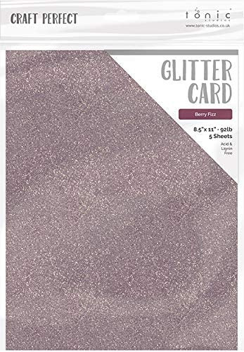Craft Perfect Glitter Card 5PC - Berry Fizz 9972E