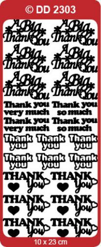 DD2303 SILVER Thank You Peel Stickers One 9x4 Sheet