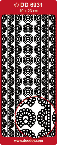 DD6931 Ribbon Lace Borders SILVER Peel-Off Outline Metallic Style Sticker