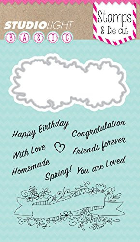 Studio Light Scrapbooking, Stamp & Die Set- Banner Greetings