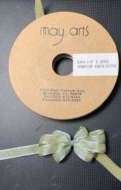 1/4 Inch Woven Iridescent Ribbon - KA14 - Blue Sage