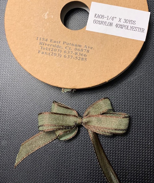 1/4 Inch Woven Iridescent Ribbon -KA08 - OLIVE/BROWN 
