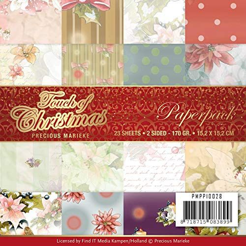Precious Marieke- Touch of Christmas 6X6 Paper Pack- 23 Double-Sided papers- PMPP10028