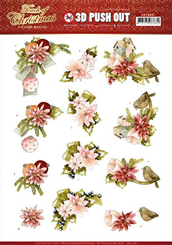 Precious Marieke- 3-D Push-Out- Touch of Christmas- Pink Flowers- SB10461