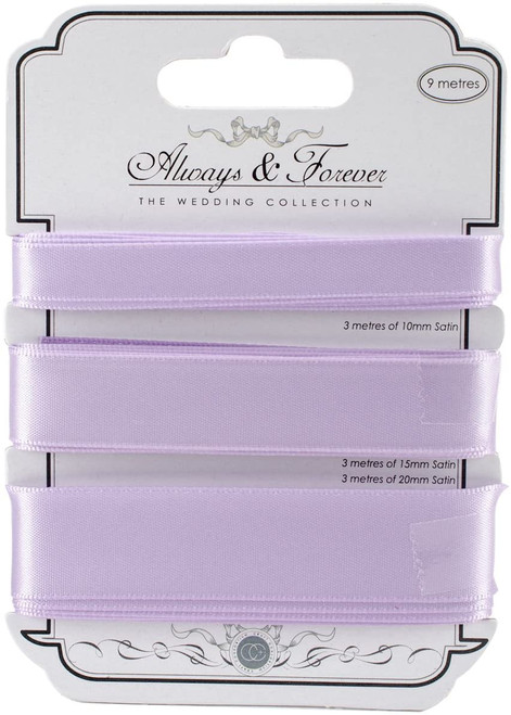Craft Consortium Always & Forever Satin Ribbon 3/Pkg- Lilac