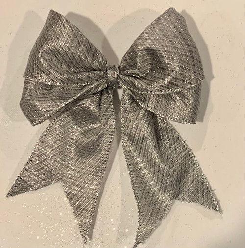 Textured Metallic Horizontal Stripe Ribbon W/Wired Edge 2.5"X15yd --Silver