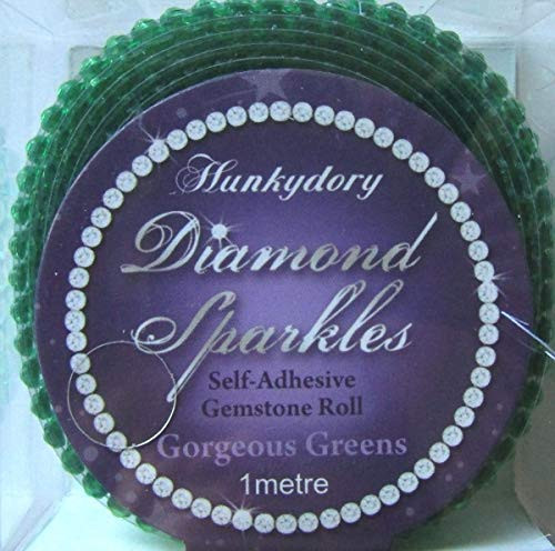 Hunkydory Diamond Sparkles Gorgeous Greens Self-adhesive Gemstone Roll (1 meter of Connected 3mm gems)- Gem235