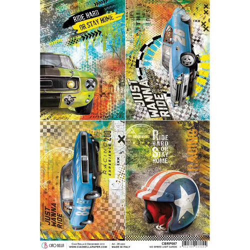 Ciao Bella Papercrafting Rice Paper - Start Your Engines CBRP087