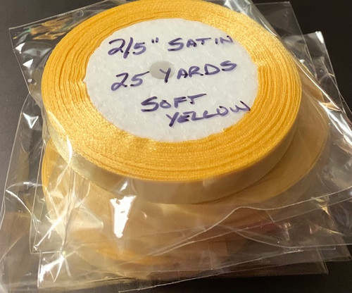 25 yd Satin Ribbon 2/5" SOFT YELLOW Approx. 25-yards