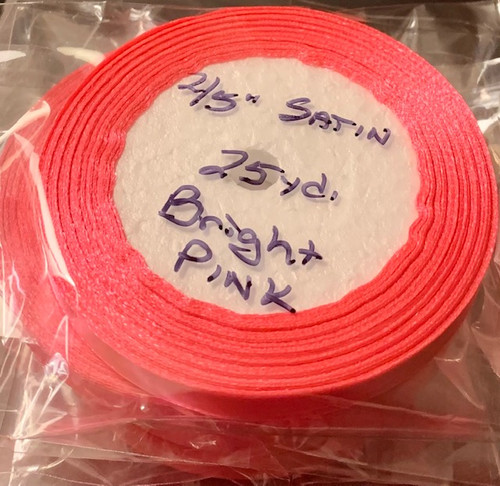 25 yd Satin Ribbon 2/5"BRIGHT PINK Approx. 25-yards