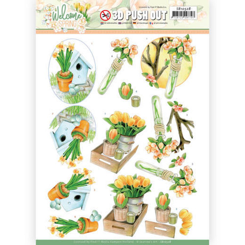 3D Push Out - Jeanine's Art – Welcome Spring - Orange Tulips SB10528
