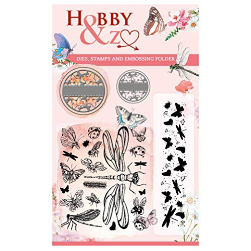 Find It Trading Hobby & Z- Goody Dies, Stamps and Embossing Folder- Dragonflies, Butterflies, and More