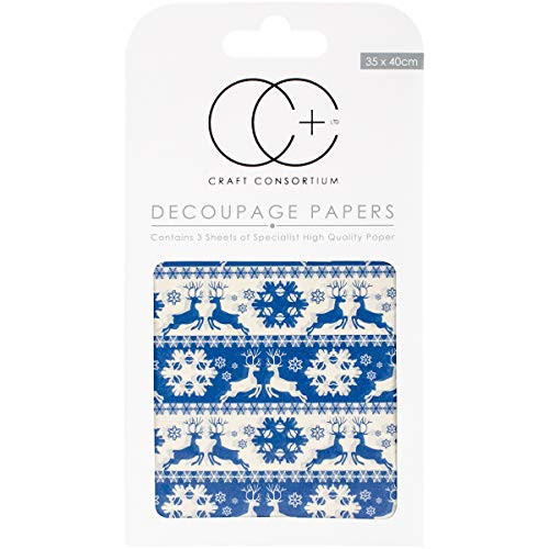 Craft Consortium Nordic Stripe Decoupage Papers (3/Pack), 13.75" x 15.75"