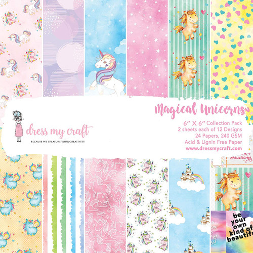Dress My Craft 6"x 6" Collection Pack- 24 sheets Magical Unicorns